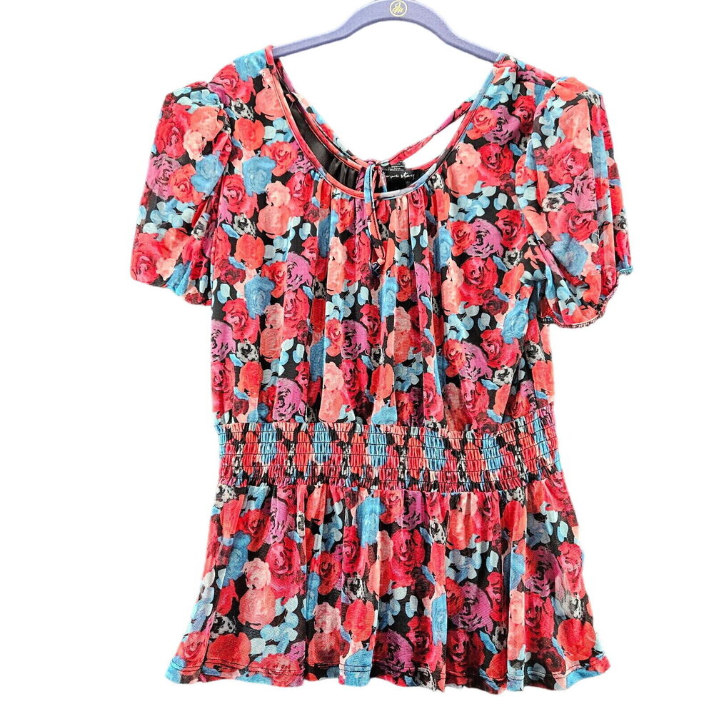 A Love Story Womens Top Multicolor Size Large Polyester Blend Stretch Pullover
